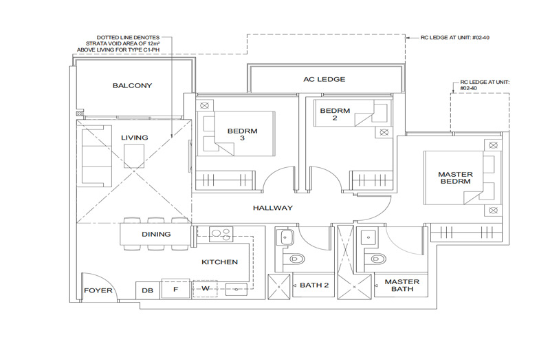 Parc Canberra Floorplan 3 Bedroom New Launch Condo